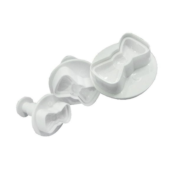 3Pcs Plastic Biscuits Mold Cookie Stamps Lovely Bowknot Cookie Cutters Fondant Cake Mold Kitchen Pastry Baking Tool