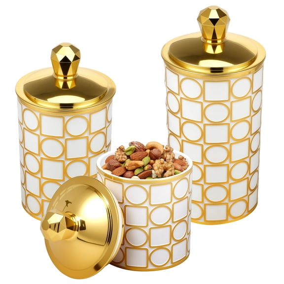 3Pcs Plastic Canister Set with Airtight Lids for Kitchen Counter Sugar and Flour Containers for Countertops Coffee and Tea Storage Farmhouse Decor