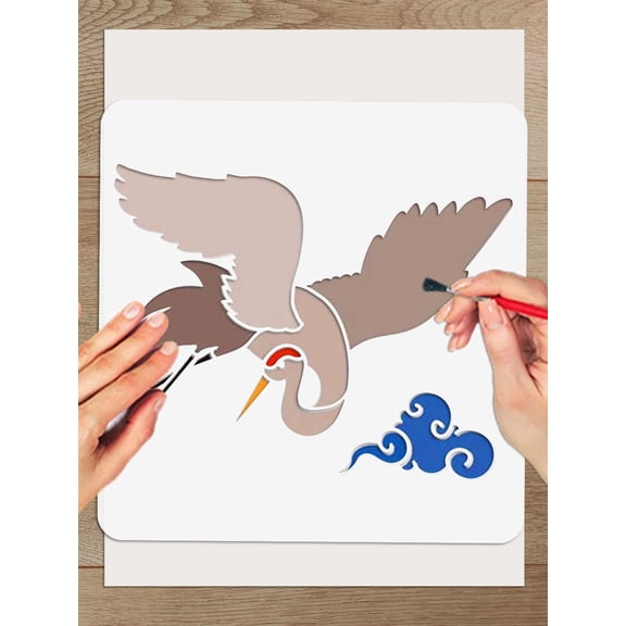 3Pcs Plastic Drawing Painting Stencils Water Bird Reusable Plastic Stencils DIY Craft Paint Template