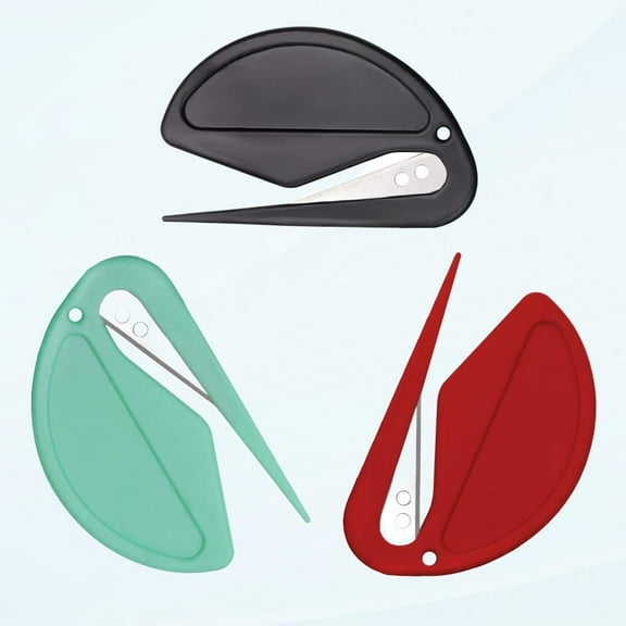 3Pcs Plastic Letter Openers, Secure Mail Opening Tool for Office Home School (Red, Green, Black)