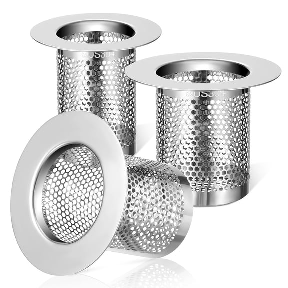 3Pcs Plated Silver Metal Drain Stopper Mesh Screen for Bathtub Shower Sink Easy Installation
