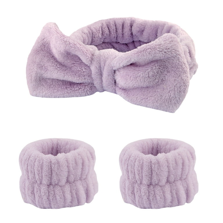 3Pcs Plush Spa Headband Wrist Washband Scrunchies Cuffs Set for Washing  Face Shower Hair Sleepover Party Supplies 