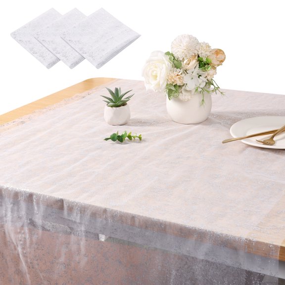 3Pcs Polyester Gauze Table Runner Anti Scald Foil Table Cloth Heat Insulation Gauze Tablecloth Non Fading Desktop Cloth for Home