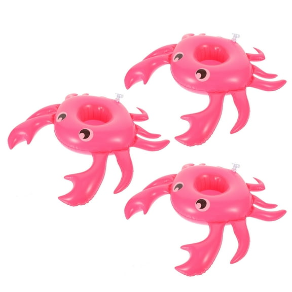 Worgeous Rosy Crabshape Drink Floaties Inflatable Pool Cup Holder Made of PVC Stable and Fun for Pool 3Pcs