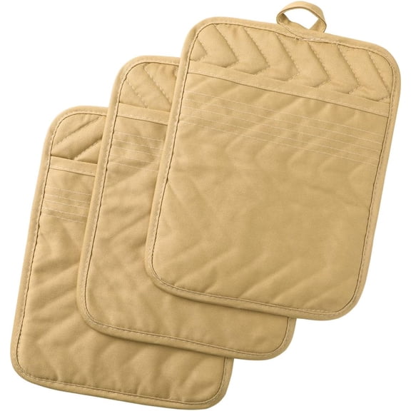 3Pcs Pot Holders for Kitchen Heat Resistant, Cotton Hot Pads for Kitchen Counter Table, Kitchen Pot Holders with Pocket, 7X9inch