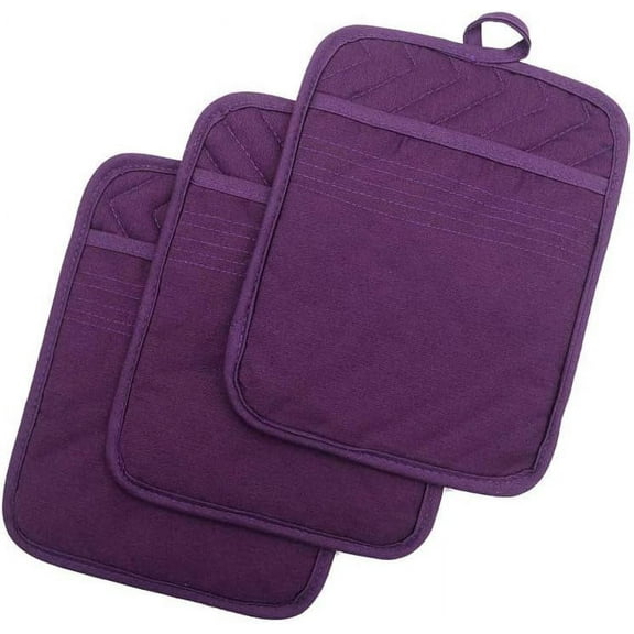 3Pcs Pot Holders for Kitchen Heat Resistant, Cotton Hot Pads for Kitchen Counter Table, Kitchen Pot Holders with Pocket, 7X9inch