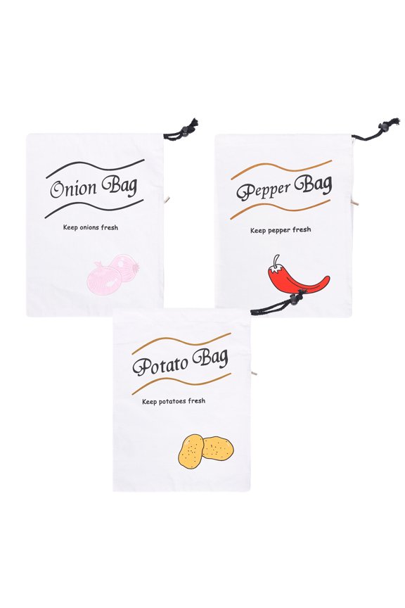 3Pcs Potato Onion Storage Bag, Double Layer Canvas and Non Woven Fabric, Specialized Produce Storage for Root Veggies, for Kitchen Pantry