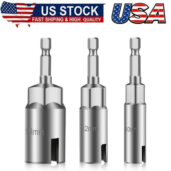 3Pcs Power Wing Nut Driver Set, 1/4" Hex Shank Slot Wing Nuts Bolt Driver Hook