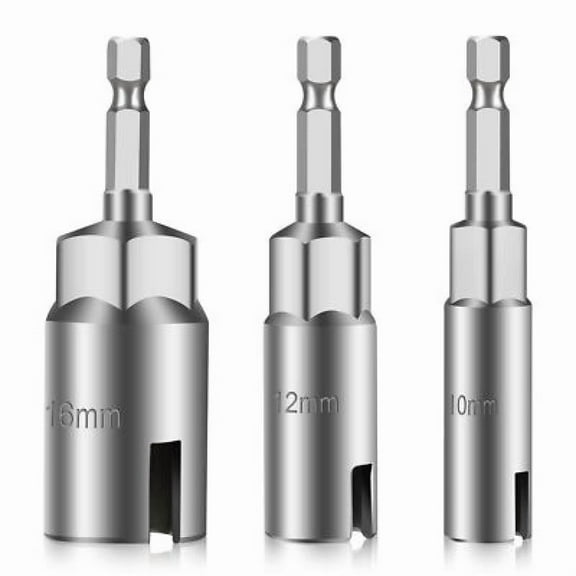 3Pcs Power Wing Nut Driver Set, 1/4 Hex Shank Wing Nut Drill Bit Socket for Panel Nuts Screws Eye C Hook Bolt, 10mm,12mm, 16mm