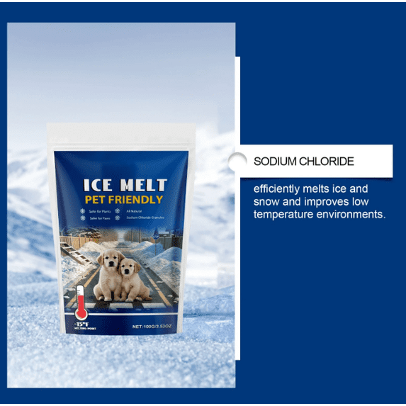 3Pcs Practical Pet Safe Ice Melt – Pet Friendly Ice Melt, Snow Melt – Blue Granules, Melts to −12°F (−24°C) - Driveway & Sidewalk Salt for Ice