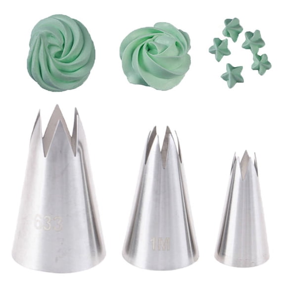 3Pcs Premium Stainless Steel Piping Nozzles Russian Pastry Tips Decorating Tool