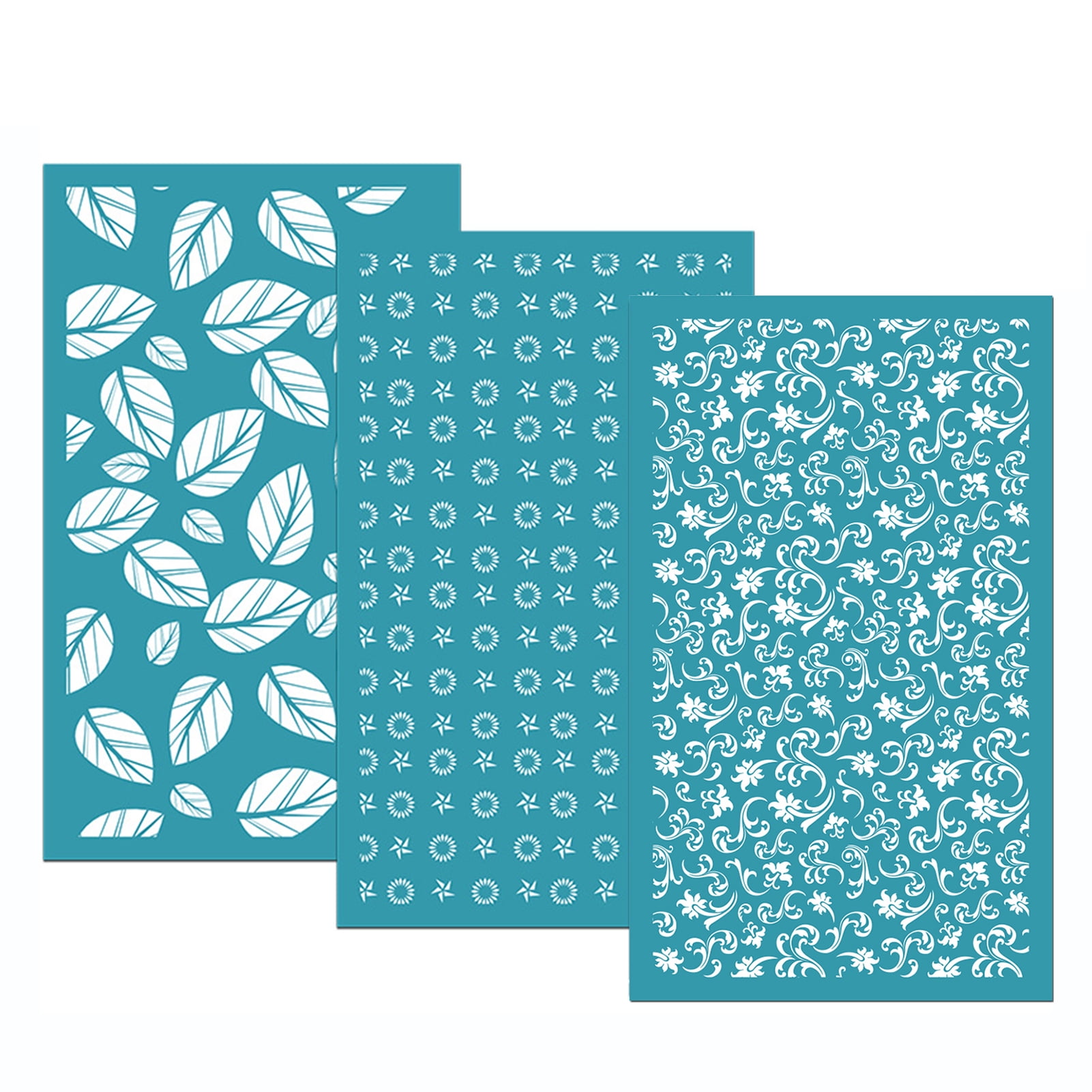 3Pcs Printing Stencils Durable Reusable Floral Animal Patterns Polymer