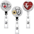 thumbnail image 1 of 3Pcs Professional Badges Card Holder Metal Badges Holder with Retractable Cord, 1 of 9
