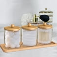 thumbnail image 1 of 3Pcs Qtip Holder Dispenser with Bamboo Lids Clear Acrylic Bathroom Jars with Tray Cotton Swab Storage Dispenser Reusable Bathroom Canisters Swab Ball Holder Dispenser for Makeup Cotton Swab, 1 of 11