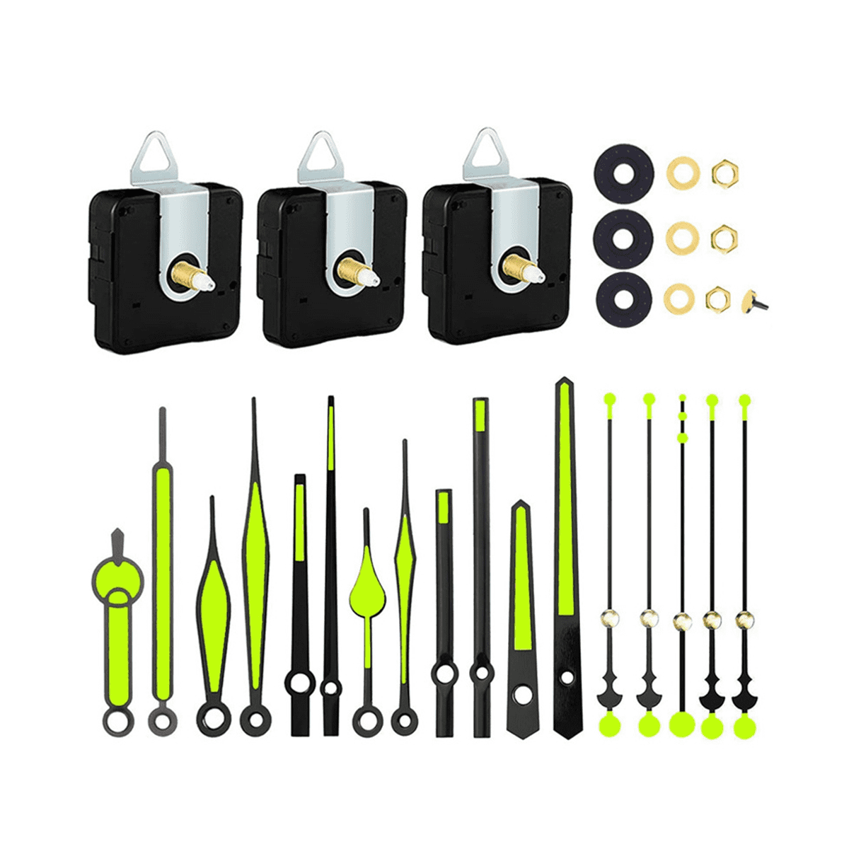 3Pcs Quartz Clock Movement Mechanism Parts with 6 Types Luminous Clock