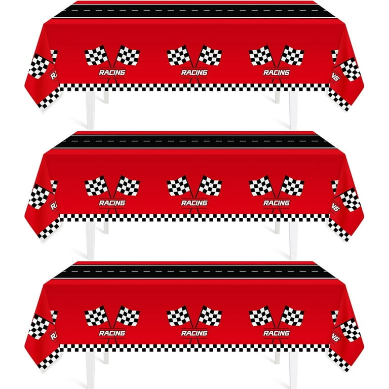3Pcs Racing Car Plastic Tablecloth, Race Car Birthday Party