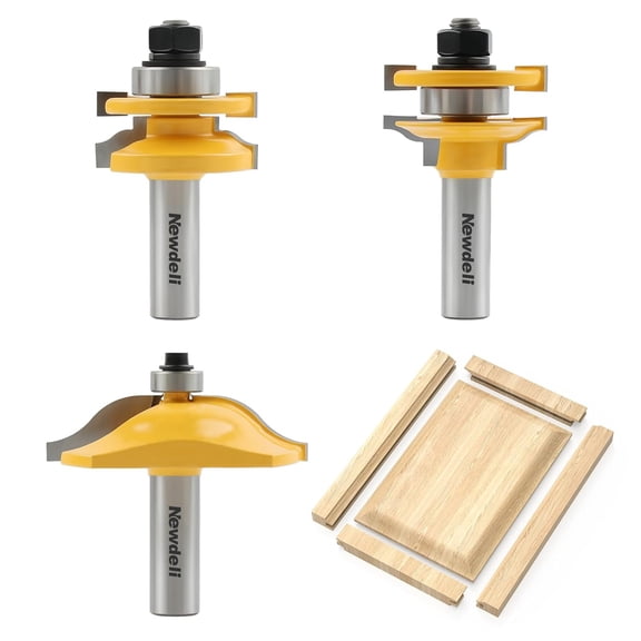 3Pcs Raised Panel Router Bits 1/2" Shank Cabinet Door Router Bit Set (Tenon Cutter Diameter: 1-5/8") Ogee Rail and Stile Router Bits Tongue and Groove Router Bit Set Woodworking Tools
