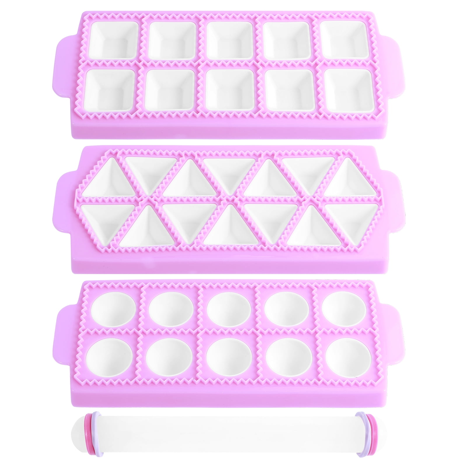 3Pcs Ravioli Maker Press with 1 Rolling Pin 10 Grids Round 10 Grids ...