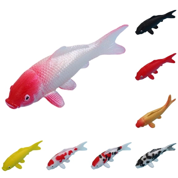 3Pcs Realistic Miniature Koi Fish Figurines, Fake Goldfish Statues Mini Carp Ornaments Aquarium Fish Decorations,Soft Smooth Figurines for Fish Tank DIY Landscaping Dollhouse Mini Garden,Multicolor