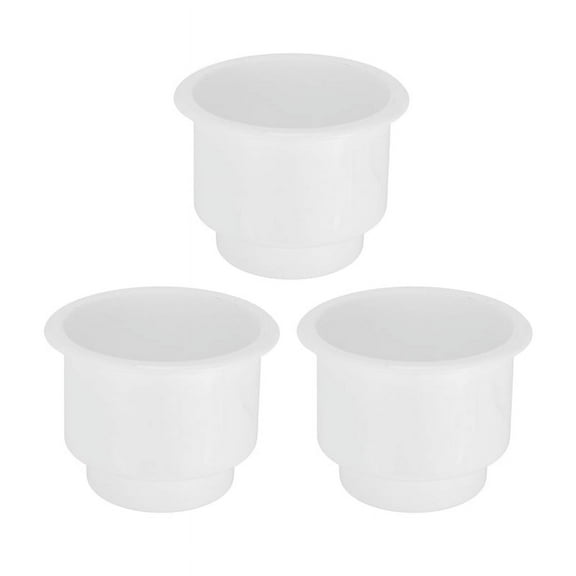 3Pcs Recessed Drop in Plastic Cup Drink Can Holder with Drain for Boat Car Marine Rv (White)