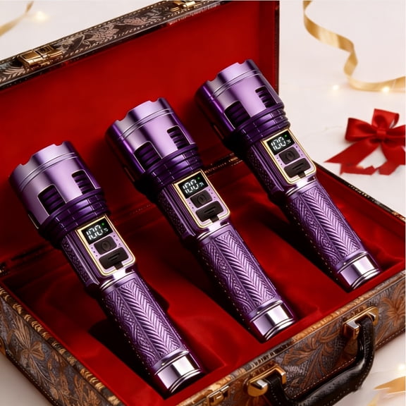 3Pcs Rechargeable LED Flashlight, USB Charging, 2599 Lumens Super Bright, 7 Modes Zoomable, Built-in Lithium Battery, for Camping Hiking Fishing Hunting Emergency