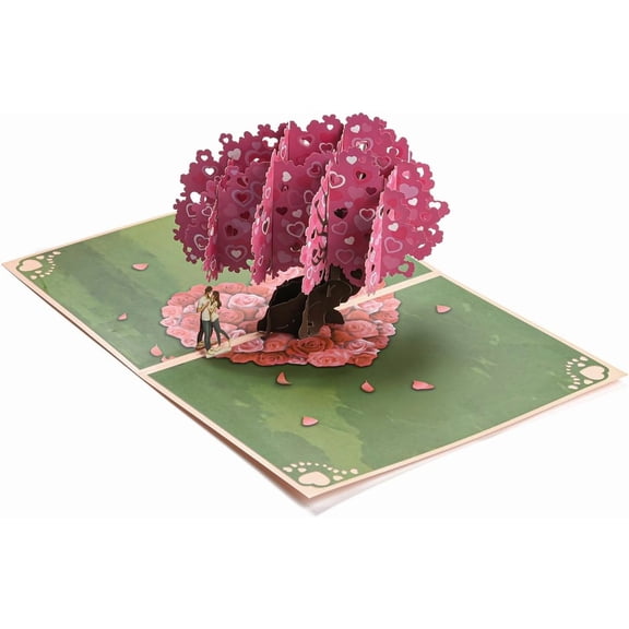 3Pcs Rectangle 3D Up Paper Greeting Card with Paper Card and Envelope Valentine's Day Wedding Birthday Invitation Card Heart 200x150x3mm Open 200x300x130mm