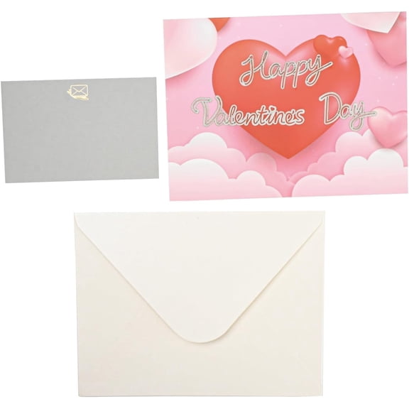 3Pcs Rectangle 3D Up Paper Greeting Card with Paper Card and Envelope Valentine's Day Wedding Birthday Invitation Card Heart 200x150x3mm Open 200x300x85mm