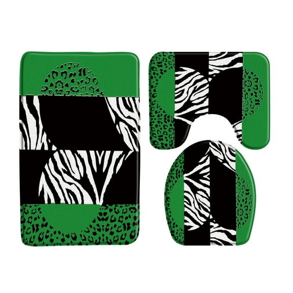 3Pcs Red Leopard Geometric Print Bathroom Rugs Toilet Seats Sets With Pedestal Rug Toilet Lid Cover Non-Slip Carpet Bath Mats