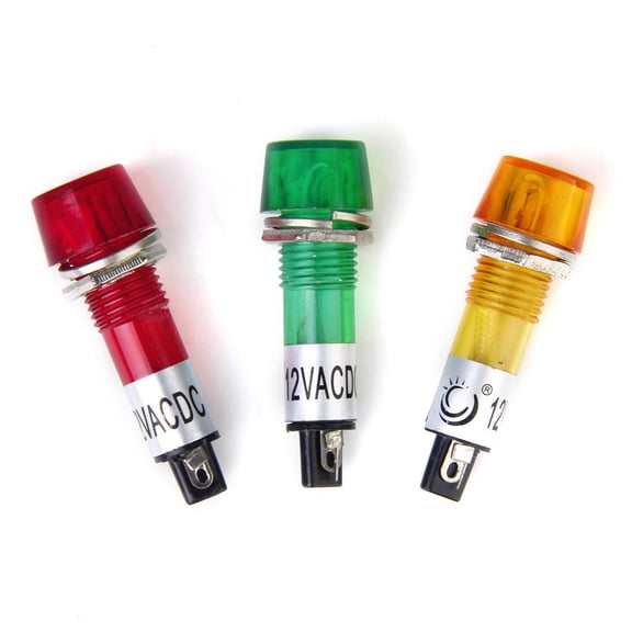 3Pcs Red/ Yellow/ Green 12V Indicator LIGHT BULB