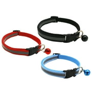 3Pcs Reflective Cat Collar With Bell, Solid Pet Collar For Small/Medium/Large Pets, Adjustable, Night Visibility
