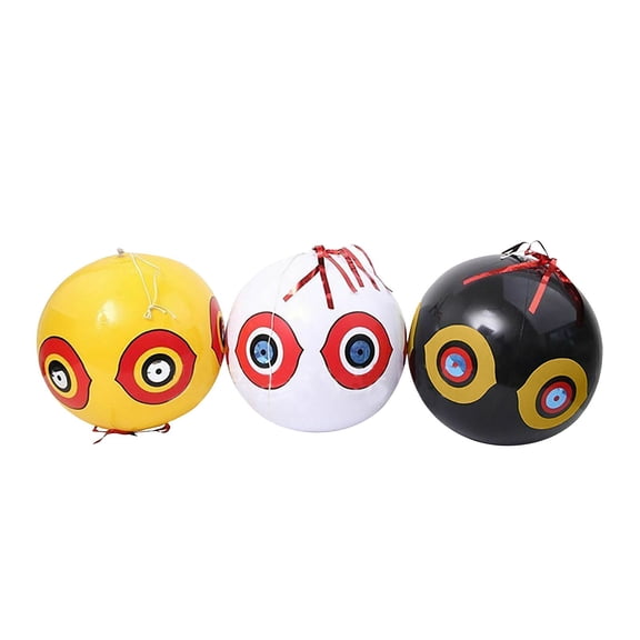 3Pcs Reflective Eye Inflatable Bird Repellent Balloons White Yellow Black Color Outdoor Weatherproof Pigeon Deterrent For Garden Farm Orchard Use