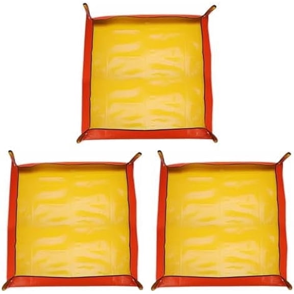 3Pcs Repotting Mat 39.4" x 39.4" PE Cloth Waterproof Plant Repotting Mat Foldable Portable Gardening Potting Tray with Plastic Buckle for Indoor Plant Change Soil Watering, Orange