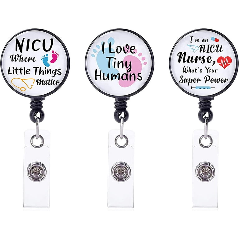 3Pcs Retractable Badge Reel Clip ID Badge Holder 360° Swivel Badge Reels  with Alligator Clip on ID Card Holders for NICU Department Doctor Nurse