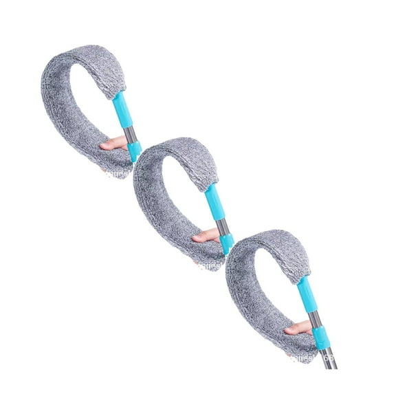 3Pcs Retractable Gap Dust Cleaner with Extension Pole(30-100"), Hard-to-Reach Gap Cleaning Tools, Extendable Long Handle Duster for Cleaning Under Refrigerator Furniture Appliance(Grey,48.5x3.3")