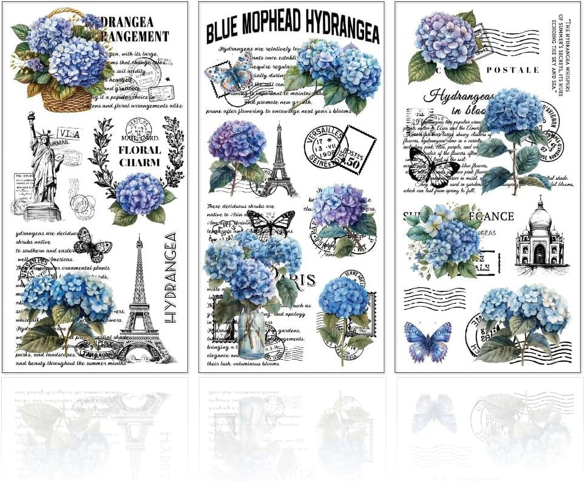 Photo inspiration: Fresh Look at 3Pcs Retro Hydrangea Furniture Transfer 6X12Inch Blue And Purple