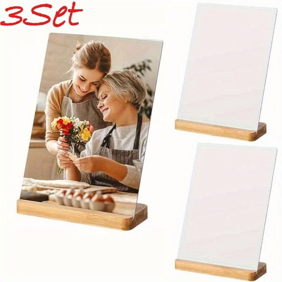 3Pcs Retro Vertical Sublimation Photo Frames with Wooden Base 5x7 Inch Blank Metal Picture Frames for DIY Photo Transfer, Heat Press Printing Compatible, Gifts for Weddings