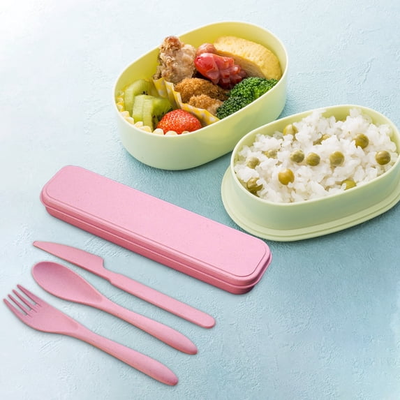 3Pcs Reusable Kitchen Utensil Set Spoon and Fork Set Knife for Travel Picnic Camping & Daily Use, Eco-Friendly Cutlery for Kids & Adults(Pink)