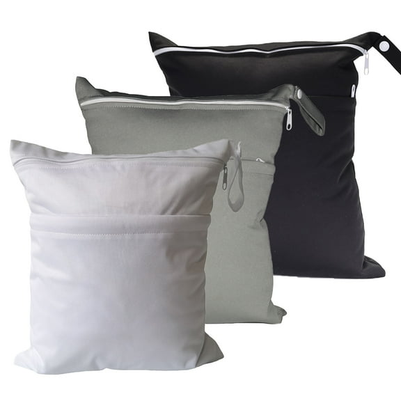 Reusable Wet Dry Bags for Cloth Diapers, Swimsuits, and Travel, Convenient and Waterproof, 3 Pcs
