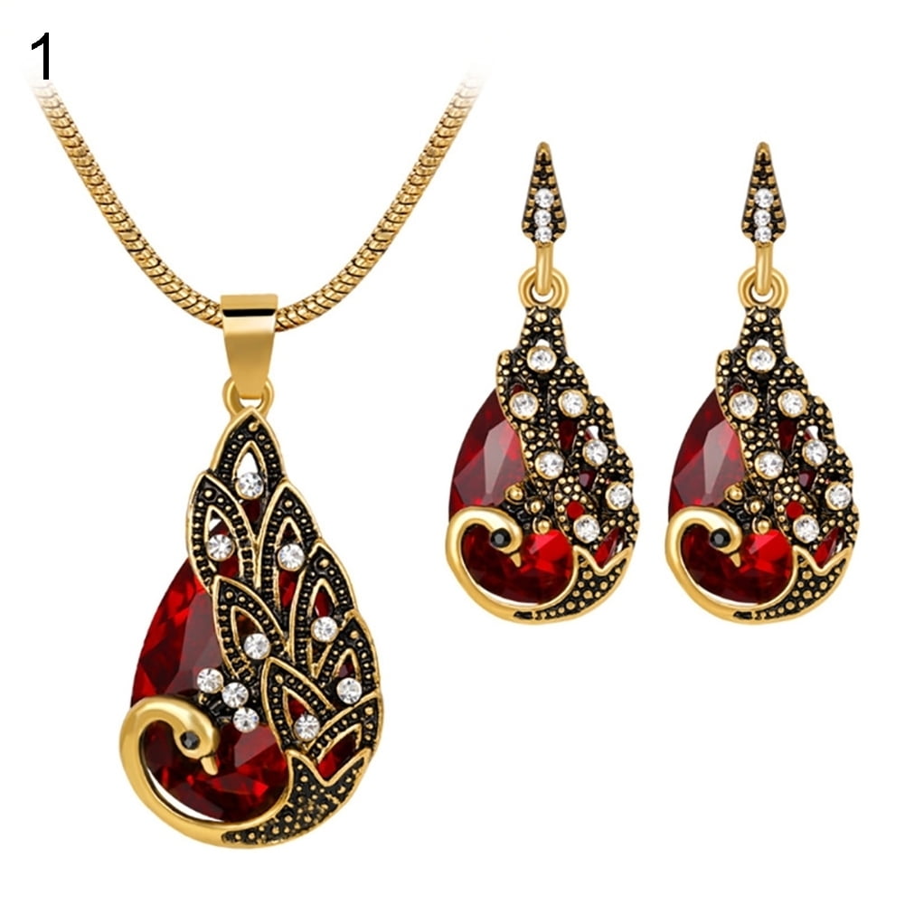 Wooden Fabric Oil Painting Fully Handcrafted Digital Peacock Necklace and  Ear Ring Set Jewellery for Women and Girls (Color Multi,Size:Free)