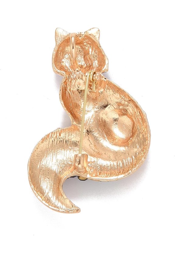 3Pcs Rhinestone Fox Badge Animal Alloy Enamel Lapel Pin for Backpack Clothes Decoration Golden Light Sapphire 54x37x7mm Pin: 0.7mm