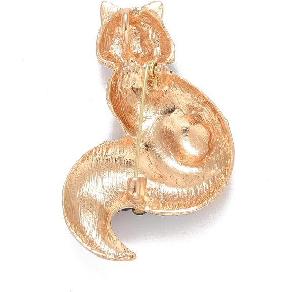 3Pcs Rhinestone Fox Badge Animal Alloy Enamel Lapel Pin for Backpack Clothes Decoration Golden Light Sapphire 54x37x7mm Pin: 0.7mm