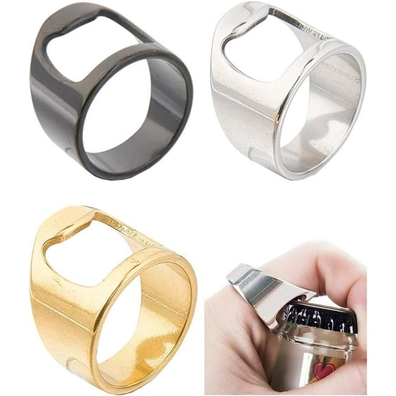 3Pcs Ring Bottle Opener 19.5mm Stainless Steel Beer Finger Bottle Opener Simple Practical Accessories for Men Women Birthday Party Kitchen Bar Restaurant for DIY