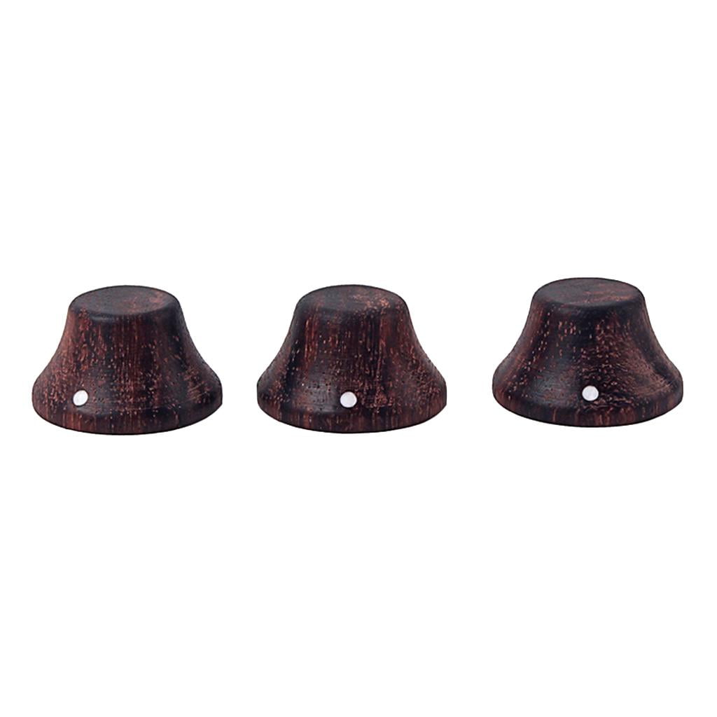 3Pcs Rosewood Guitar Speed Control Knob 6mm (0.) Dia. Shaft Pots - Volume and Buttons Replacement Part Electric Guitar