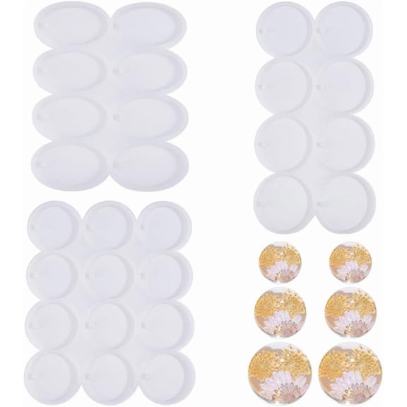 3Pcs Round Coaster Molds Flat Circle Silicone Molds with Hole Round Earring Mold Resin Casting Mold Pendant Earring Making Accessories White for Necklace Earring Jewelry Making for DIY