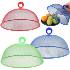 3Pcs Round Mesh Food Cover,Bexikou 9.5 in Outdoor Picnic Mesh Screen Food Cover Tents,Reusable Food Protector Net,Dust Covers Mesh Vegetable Covers for Keep Out Flies Bugs Mosquitoes (Mixed Color)