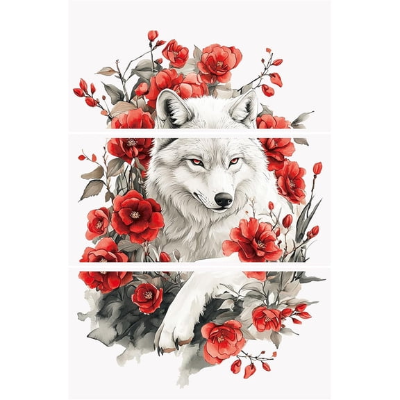 3Pcs Rub on Transfer Stickers Valentine's Day Decals White Wolf Pattern Waterproof Rub on Stickers for DIY Scrapbooking Photo Albums Furnitures