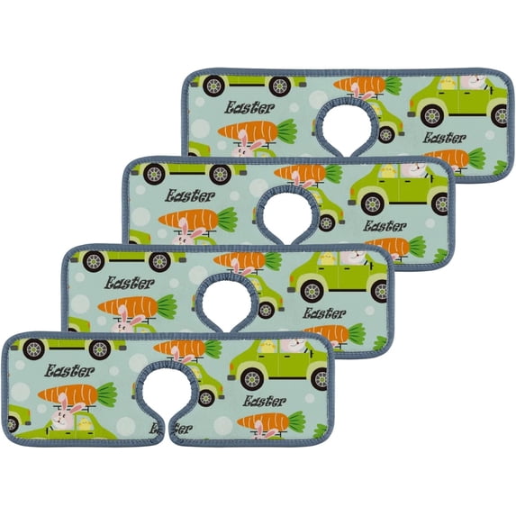 3Pcs SKYSONIC Faucet Absorbent MatEaster Car and Rabbit Pattern Washable Counter Drying Pads Behind Faucet