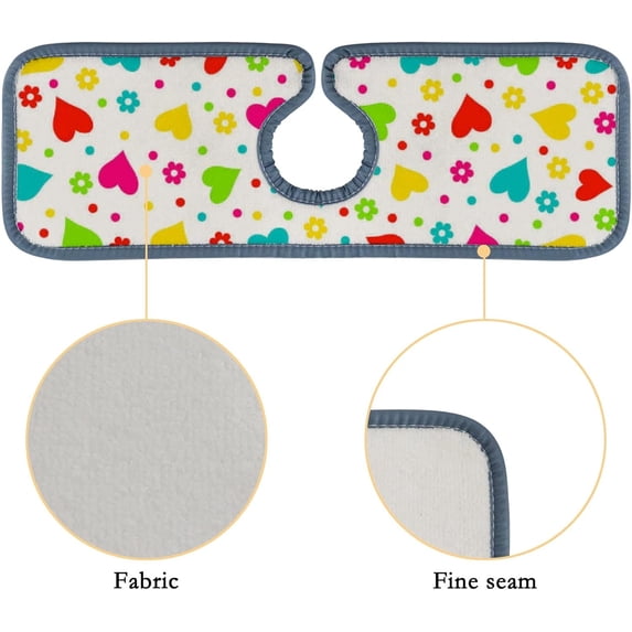 3Pcs SKYSONIC Faucet Absorbent MatValentine's Day Hearts and Flower Washable Counter Drying Pads Behind Faucet