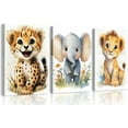 thumbnail image 1 of 3Pcs Safari Animals Nursery Canvas Wall Art Jungle Animals Cheetah Elephant lion Posters Print Kids Room Watercolor Pictures Wall Decor for Boy Girl and Baby Room wall decorationCanvas, 1 of 6
