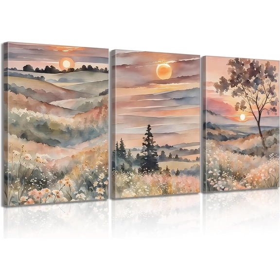 3Pcs Sage Boho Wall Art Minimalist Black and White Geometric Line Painting Picture Wall Decor Abstract Green Botanical Bohemian Poster Print Artwork for Living Room Bedroom Office Home Decoration